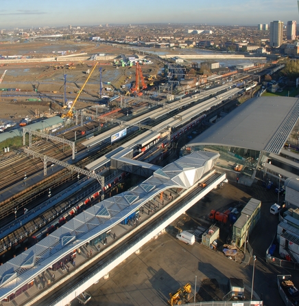 Stratford DLR station aerial view