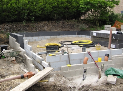 Passivhaus walls and foundations at Denby Dale