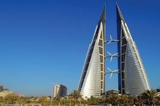 Bahrain World Trade Centre, designed by Atkins. The Gulf state is the most expensive in the region, with prices running at about 11% above the UK